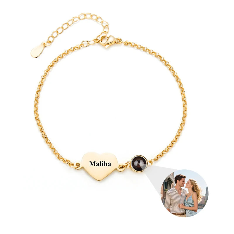 Pulsera con Proyección de Foto y Placa Personalizada